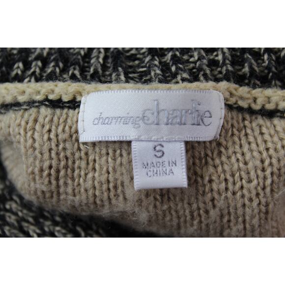 Charming Charlie Southwestern Shawl Collar Sweater Small Beige Black - Picture 3 of 7